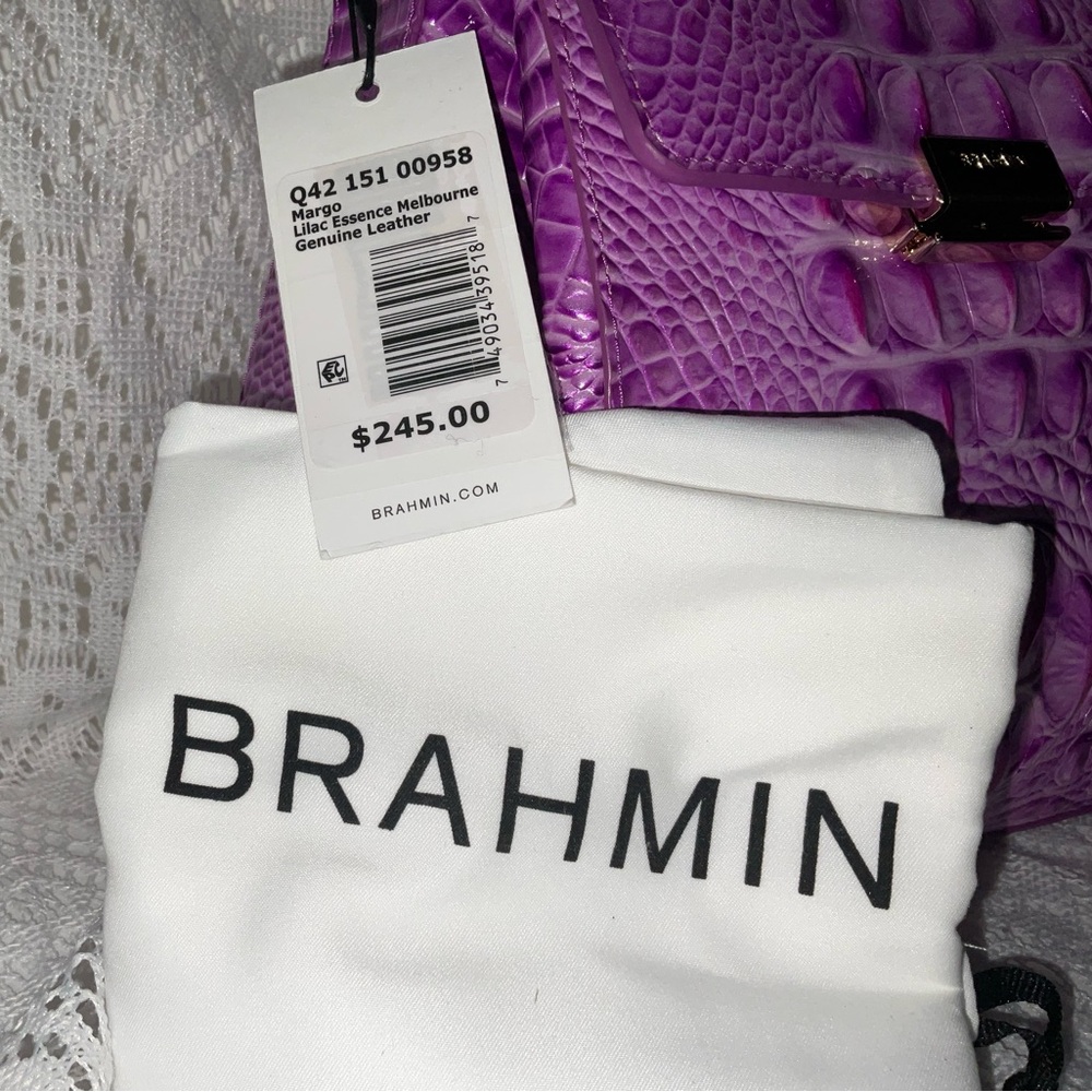 Brahmin Purple Croc-Embossed Crossbody Bag - Picture 9 of 12